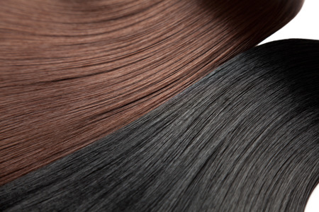Closeup on luxurious straight glossy hairの写真素材