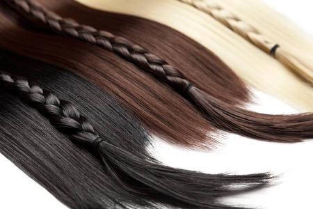 Closeup on luxurious straight glossy hairの写真素材