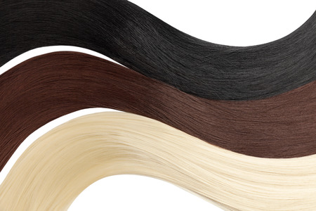 Closeup on luxurious colorful straight glossy hairの写真素材