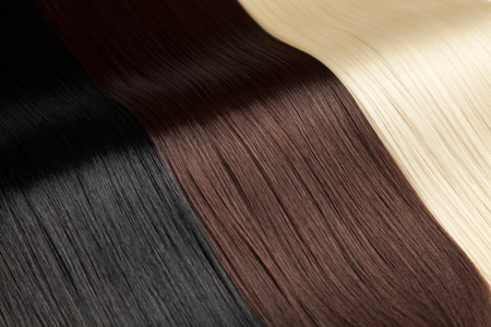 Closeup on luxurious straight glossy hairの写真素材