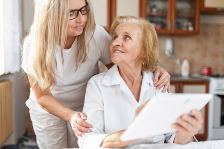 Providing care and support for elderlyの写真素材