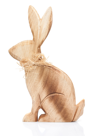 Traditional Easter holiday bunny and eggs on white backgroundの写真素材