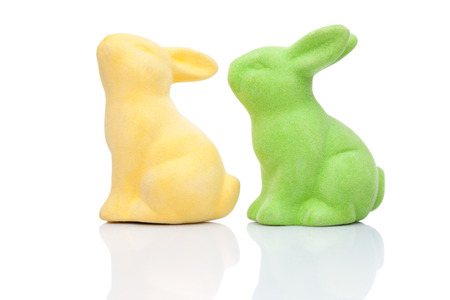 Traditional Easter holiday bunny on white backgroundの写真素材