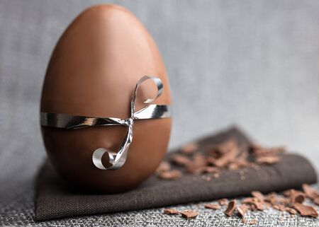 Delicious Easter holiday chocolate bunny, eggs and sweetsの写真素材