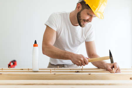 Builder unable to work during the coronavirus Covid 19 lockdownの写真素材