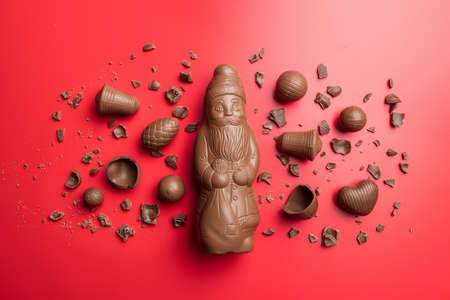 Delicious festive Christmas chocolate and sweets for the holiday periodの写真素材