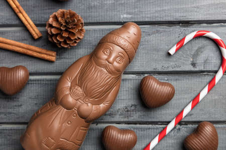 Delicious festive Christmas chocolate and sweets for the holiday periodの写真素材