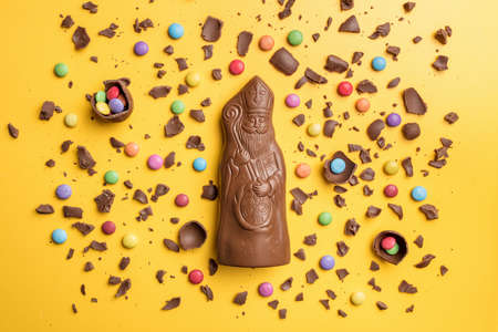 Delicious festive Christmas chocolate and sweets for the holiday periodの写真素材