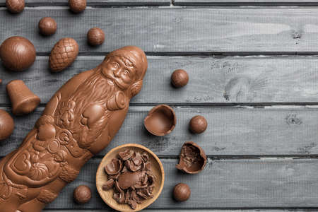Delicious festive Christmas chocolate and sweets for the holiday periodの写真素材