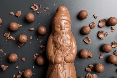 Delicious festive Christmas chocolate and sweets for the holiday periodの写真素材