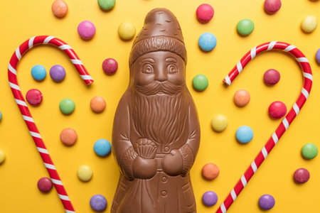 Delicious festive Christmas chocolate and sweets for the holiday periodの写真素材