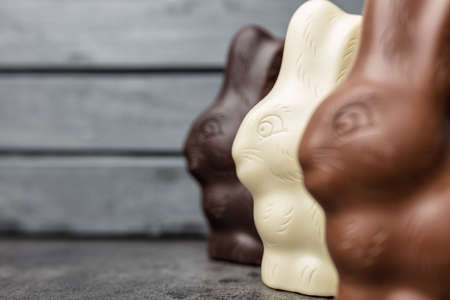 Delicious Easter holiday chocolate bunny, eggs and sweets