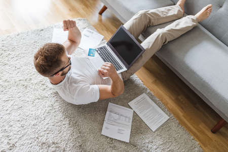 Man working from home during the  pandemicの写真素材