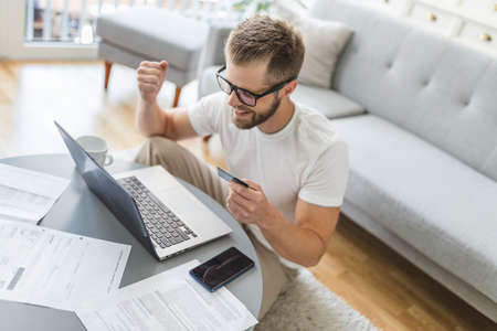 Man working from home during the   pandemicの写真素材