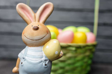 Traditional seasonal Easter holiday bunny and eggsの写真素材