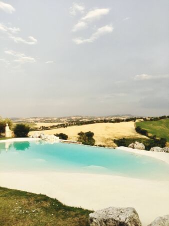 Natural swimming pool view (Marche, Italy)の写真素材