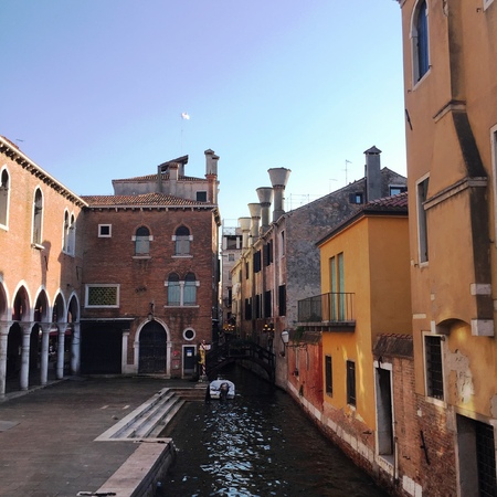 Canal view in Venice (Veneto, Italy)の写真素材