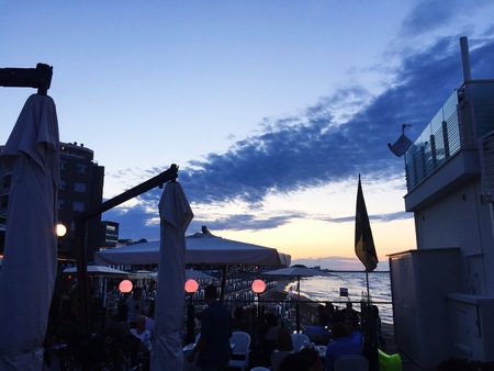 Summer evening party in Pesaro - Sunset (Marche, Italy)の写真素材