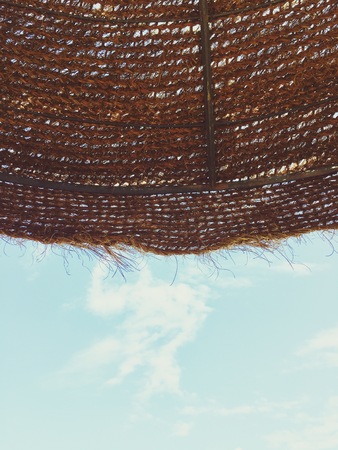 Beach Umbrella and Sky - Texture - Background (Pesaro, Italy)の写真素材