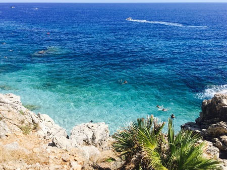 People on the beach in Sicily (Sicily, Italy)の写真素材