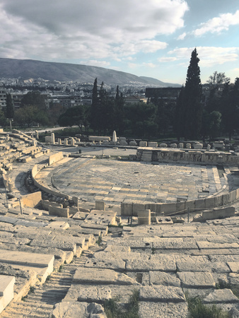 Amphitheater in the Acropolis of Athens (Athens Greece)の写真素材
