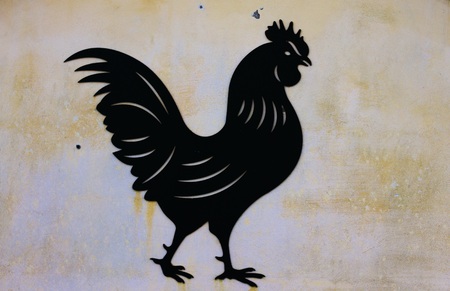 Black rooster texture on the wall (Fano, Italy)の写真素材