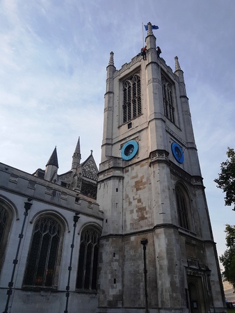 Clock tower in London (England, Europe)