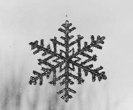 Snow symbol - black and white background (Pesaro, Italy)の写真素材