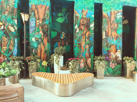 Painted wall in the park (Kunming, Yunnan, China)のeditorial素材