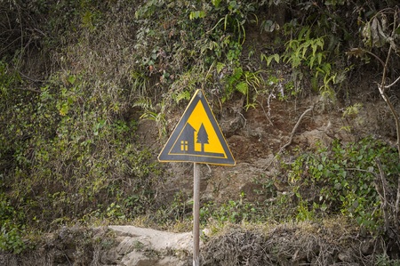 Black and yellow chinese street signal (Yunnan, China)の写真素材