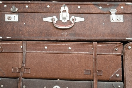 Vintage suitcase background (Old Town of Lijiang, Yunnan, China)の写真素材