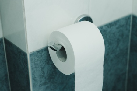Isolated toilet paper roll in the bathroom (Pesaro, Italy, Europe)