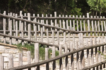 Wooden fences and stone walls - Architectural background (Marche, Italy, Europe)の写真素材