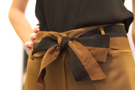 Striped bow on the trousers - Fashion details (Italy)の写真素材