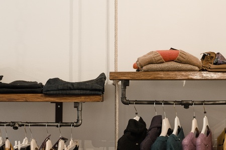 Wooden clothes hanger with tubes and cord - Vintage background (Italy, Europe)の写真素材