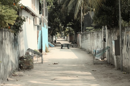 A typical maldivian streetの写真素材