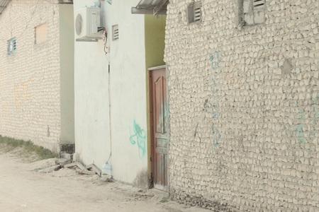 Wooden door of a maldivian building (Ari Atoll, Maldives)