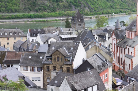 View of Bacharach from above (Germany, Europe)のeditorial素材