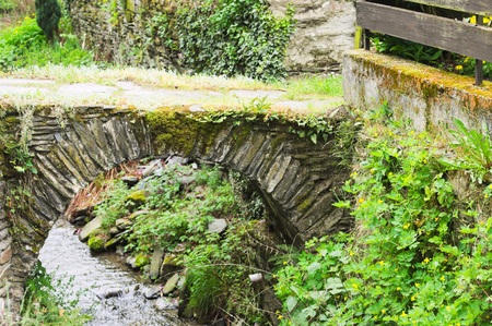 Little stone bridge over a stream in the park (Bacharach, Germany, Europe)