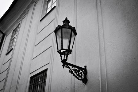 Isolated street lantern in Prague with a liberty style (Czech Republic, Europe)の写真素材