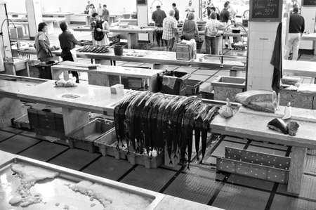 Madeira, Portugal - 16 August 2019: people in the fish market in Funchalのeditorial素材