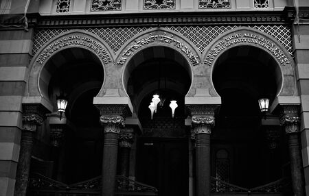 Facade of this religious building made in moorish style is being restored