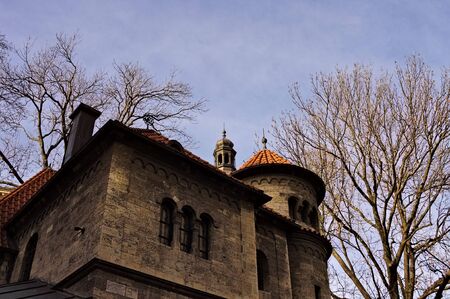 The exterior of Klausen synagogue in the jewish quarter in Prague (Czech Republic, Europe)の写真素材