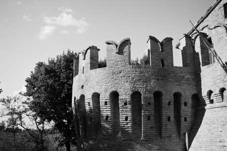 A bastion with battlements of an italian medieval castle (Corinaldo, Marche, Italy, Europe)