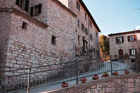 Stone houses in an ancient medieval Italian villageの写真素材