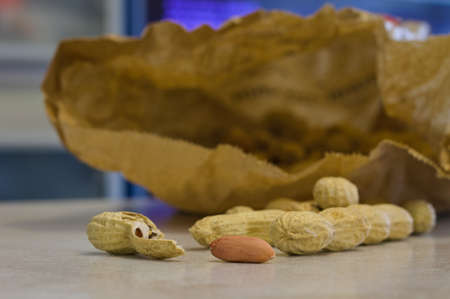 Peanuts on the tableの写真素材