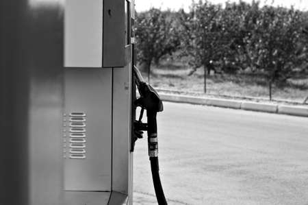 Detail of a petrol pump in a petrol station (Marche, Italy, Europe)の写真素材