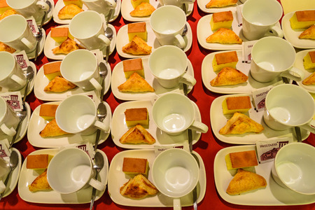 catering hotel set up coffee break set  for customerのeditorial素材