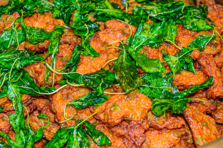 deep fried fish cake red curry in buffet cateringの写真素材