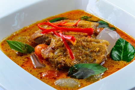 grill duck with red curry and jelly palm hot and spicy taste thai food and famose for touristの写真素材